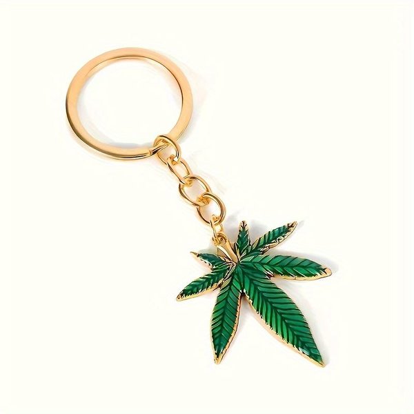 Llavero De Hoja Verde Moda Y Sencillo Popular Accesorio De Llavero Colgante Perfecto Hecho A Mano De Aniversario Para Mujeres-image