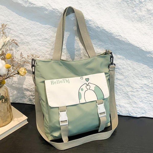 Bolso De Lona Para Estudiante Universitario Nuevo Bolso De Mano De Moda Para Mujer Bolso De Hombro ÚNico Para Estudiantes De Secundaria Gray-image