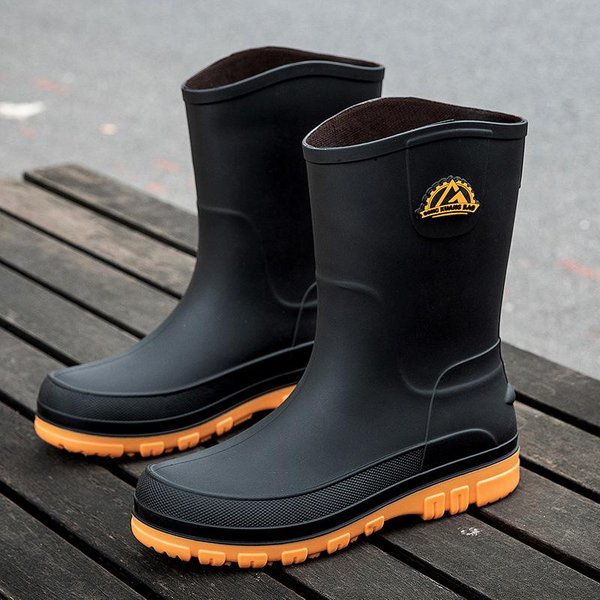 Nowe MęSkie Wodoodporne Buty, Kalosze, AntypośLizgowe Kalosze, Modne Gumowe Buty Do PołOwy łYdki 44 żółTy-image