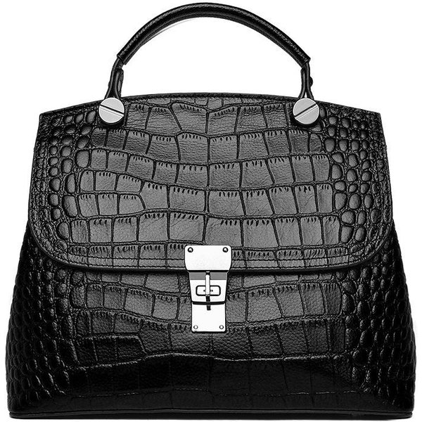 Europejska I AmerykańSka Torba Na Ramię Dla Kobiet, SkóRzana Torba Crossbody Dla Kobiet, SkóRa GłOwy Krokodyla, Torebka WzóR Krokodyla Czarny-image