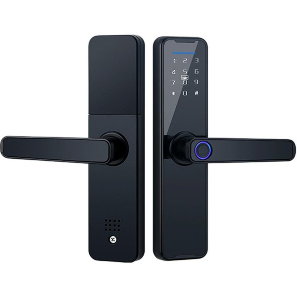 Cerradura Inteligente Tuya Con Huella Dactilar, Cerradura De Puerta Con Teclado, Cerradura De Puerta Con Mango, Huella Dactilar ElectróNica Negro-image