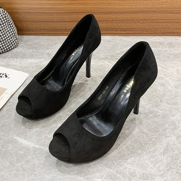 Nuevos Zapatos De TacóN De Aguja Boca De Pez Moda Sexy Pasarela Moda TacóN SúPer Alto Zapatos De Boda Casuales Profesionales Zapatos Individuales Para Mujer 40 Black-image