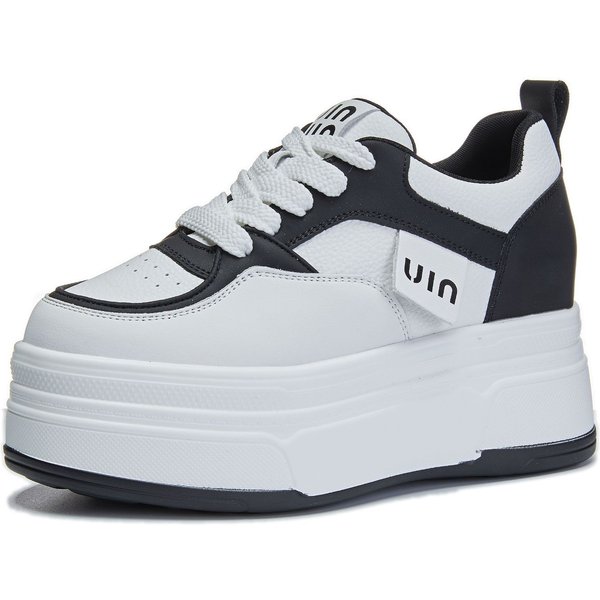 9Cm Cuero Genuino Mujer Primavera Plataforma CuñA OtoñO Zapatillas Zapatos Gruesos CóModos Tacones Mujer Moda Transpirable Damas 40 Black-image
