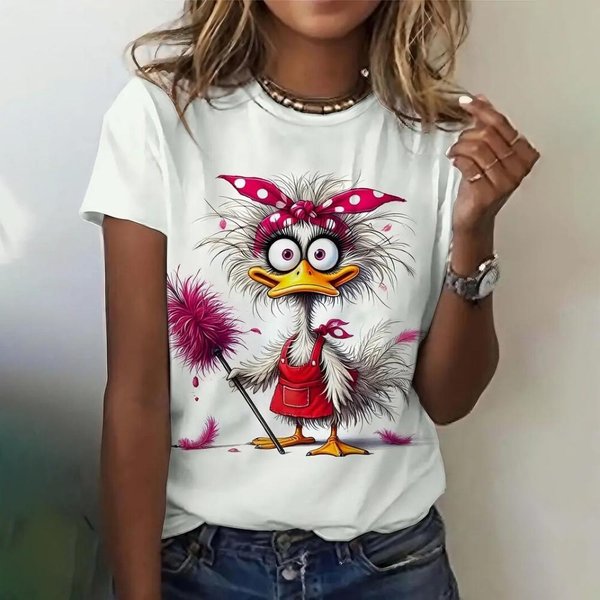Zabawne Damskie T-Shirty Letni Casualowy T-Shirt Z KróTkim RęKawem I OkrąGłYm Dekoltem Moda Streetwear Odzież Damska Oversize T-Shirty Z KreskóWkami M-image