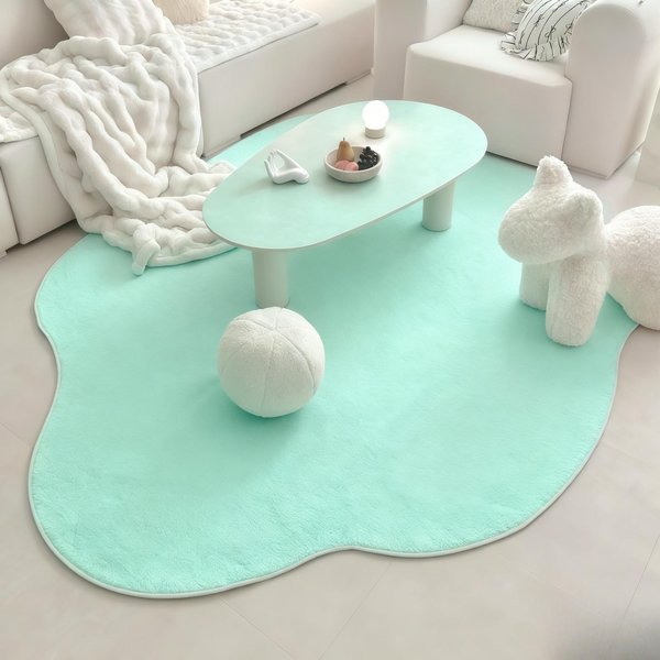 Jednokolorowe Dywany Do Sypialni Nieregularna Dekoracja Salonu DużY Dywan Puszysty MięKki Mata PodłOgowa Do Salonu Gruba Pluszowa WykłAdzina Przy ŁóżKu 80X120Cm-image