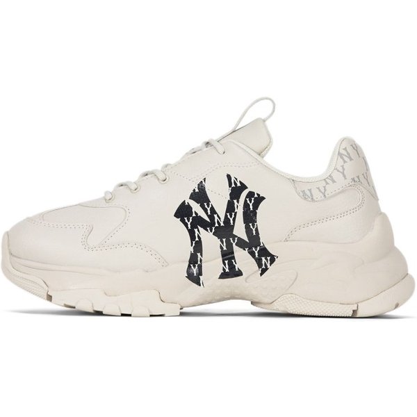 MLB DużA PiłKa Grube Luksusowe Modne Monogram Wszechstronne PodwyżSzająCe Niskie Buty Taty Unisex Trampki BiałE Czarne 3ASHBMN3N-50BKS 37.5 White-image