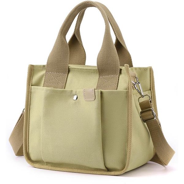 Bolso De Lona, Bolso PequeñO Tipo Bento, Bolso De Mano Para Mujer, Bolso Tote De Gran Capacidad, Bolso Bandolera De Un Solo Hombro. Beige-image