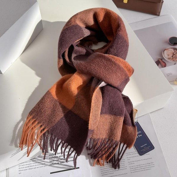 Bufanda De Lana Para Mujer OtoñO Invierno Estilo Preppy Vintage Bufandas Envolventes Cuadros Pashmina Mujer Femme Foulard Bufanda Chal Chal 30X180 Cm Black-image
