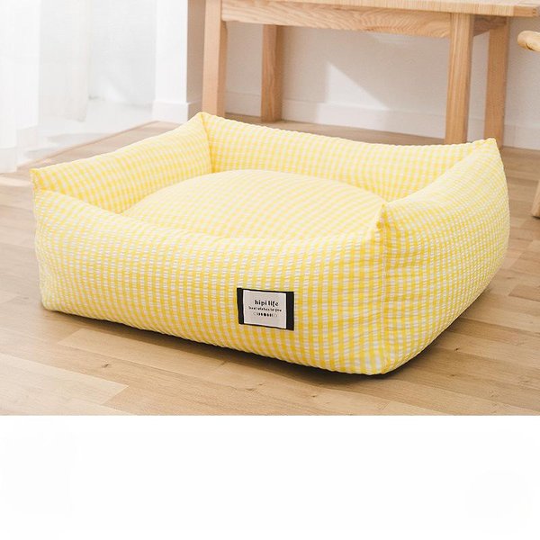 Nueva Perrera De Cuadros Estilo Coreano Para Perros PequeñOs Y Medianos Perrera Cuadrada Universal Para Todas Las Estaciones Perrera Para Mascotas Para SueñO Profundo Para Gatos Perrera Coreana S 45*35*18CM-image