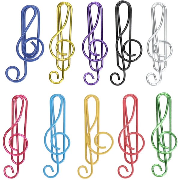 100 Piezas Lindos Clips Para Papel De Notas 10 Colores Metal Forma De Nota Musical Clips Para Papel Clips Para Escritorio Blue-image