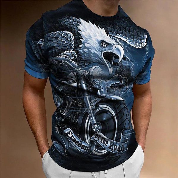Koszulka Motocyklowa MęSka 3D Print KróTki RęKaw Vintage Classics Tshirt Dla MężCzyzn Street Ride Biker Koszulki Topy Oversized T-Shirt 2XL Gray-image