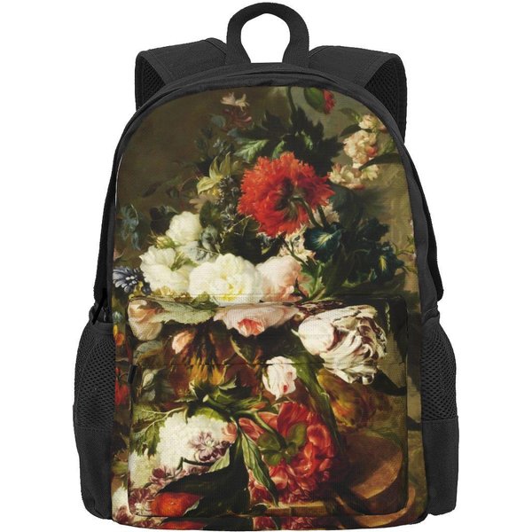 Mochila De Pintura Al ÓLeo Estampado De Flores Mochilas Diarias Estilo Mujeres Hombres Bolsas Escolares Mochila Suave Personalizada 36X32X10Cm-image