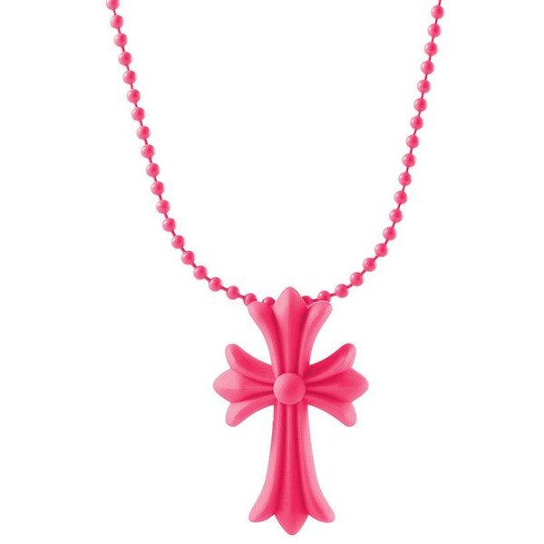 Collar De Cuentas Con Colgante De Cruz Colorida, Collar De Cruz Hip Hop Punk, JoyeríA De DeclaracióN De Moda Para Mujeres Y Hombres Rojo Rosa-image