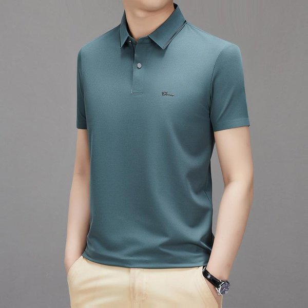 Camiseta De Manga Corta Sin Costuras Para Hombre, Nueva Camiseta De Verano Para JóVenes Y De Mediana Edad, Polo Con Estampado De Solapa, Informal, Sencillo Y CóModo. XL-image