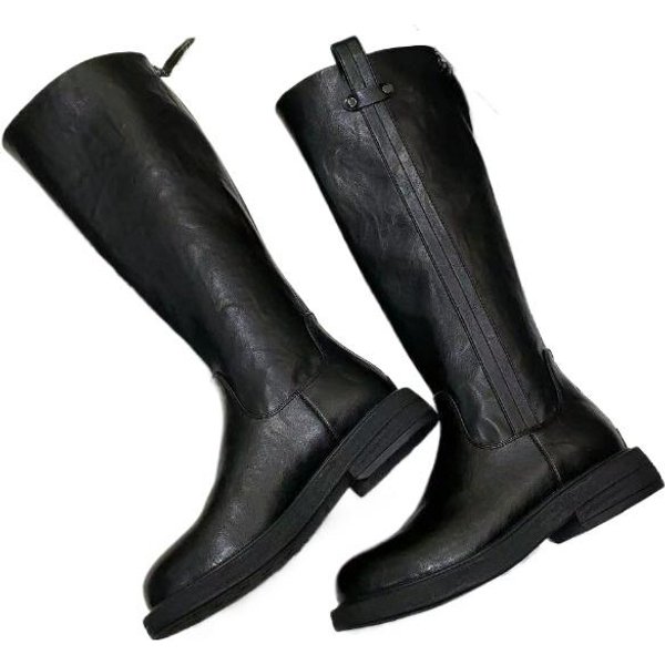 Venta Caliente Zapatos De Dama Botas Modernas De Mujer CláSicos Botas Hasta La Rodilla Mujer Costura Puntera Redonda Cremallera Trasera Zapatos De TacóN Bajo Mujer 36 Black-image
