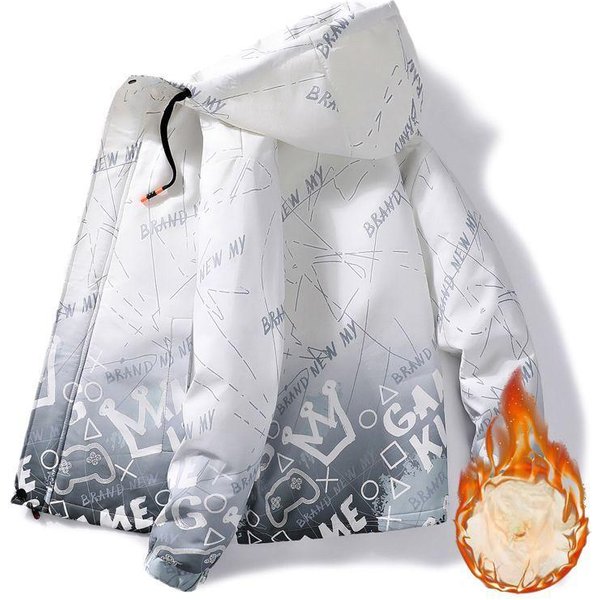 Abrigo De OtoñO E Invierno Chaqueta De Hombre Con AlgodóN Y Gruesa Ropa Acolchada De AlgodóN Casual Para NiñOs Y Estudiantes VersióN Coreana De Terciopelo Trendy M White-image