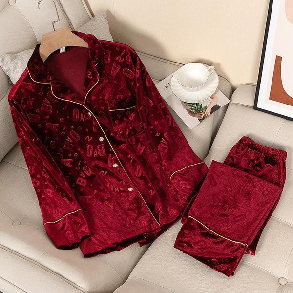 Conjunto De Pijama De Terciopelo De 2 Piezas Para Mujer OtoñO Invierno Ropa De Dormir Ropa De Noche Conjunto Casual Para Dormir Bata Suelta Suave Camisa De Manga Larga Y PantalóN XL Gray-image