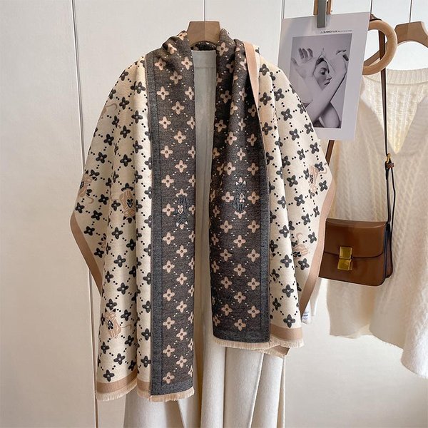 Bufanda De Cachemira De Lujo Para Invierno DiseñO Para Mujer CáLida Pashmina Mantas Chal Para Mujer Envoltorios Foulard Grueso Bufanda Gray-image