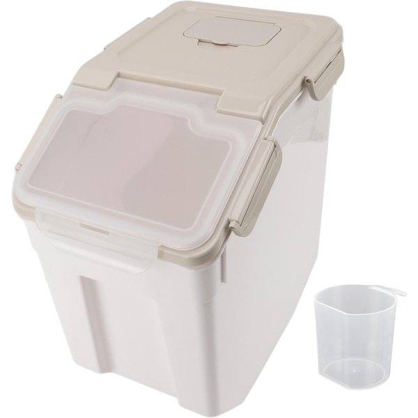 Pojemnik Na Ryż Pogrubiony PP Hermetyczny Wodoodporny Z Pokrywką Z Miarką Pojemnik Do Przechowywania RyżU Do Kuchni 15Kg / 33.1Lb Gray-image