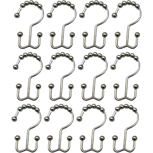 12PCS Ganchos Para Cortina De Ducha Metal Hierro Inoxidable Doble Cara Anillos De Gancho Para Cortina De BañO Para BañO Gray-image