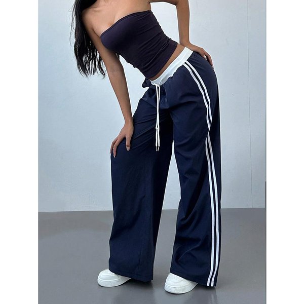 Pantalones Casuales Para Mujer En Verano Nuevos Pantalones Holgados Rectos Drapeados De Pierna Ancha VersáTiles M Gray-image