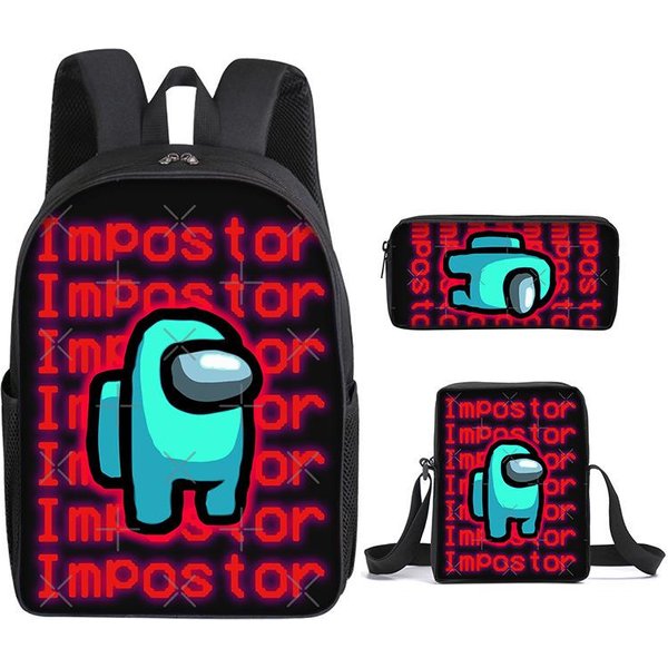 Mochila Escolar Hombre Lobo Espacial Tres Piezas Merchandising Del Juego Mochila Bolso Estuche Para Estudiantes De Primaria Y Secundaria Three-Piece Set-image