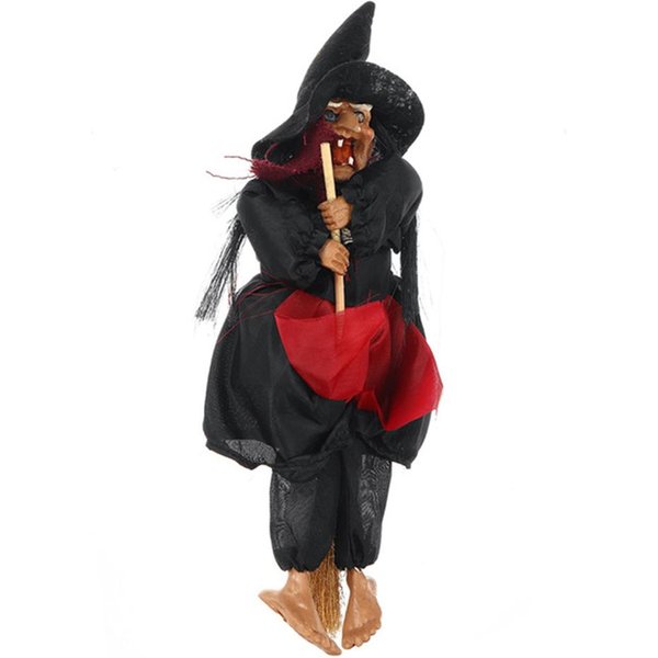 MuñEcos De Bruja Colgantes De Halloween, Accesorio De Control De Voz, Fantasma Animado, Escoba Aterradora Para Montar En La Pared-image