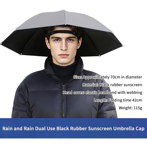 Sombrero Sombrilla PortáTil Manos Libres Con Resistencia UV Y DiseñO Impermeable Perfecto Para Senderismo Pesca JardineríA Y Camping Gray-image