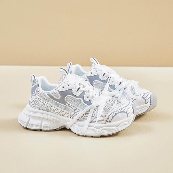 Zapatos Nuevos Para Papá De Primavera Y Verano Zapatos Casuales Con Cordones Para Mujer Zapatos De Estudiante Suela Gruesa Retro Malla Transpirable Ligeros Zapatos Deportivos 40 Beige-image