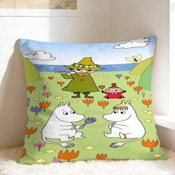 Urocza Poszewka Na Poduszkę M-Moomins Poszewka Na Poduszkę Z Nadrukiem Nowoczesna Poszewka Na Poduszkę Do Sofy Dekoracja Domu 50X50Cm-image