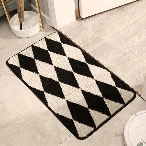 Felpudo De Entrada GeoméTrico De Polipropileno Para El Hogar Resistente Al Desgaste Para Puerta Suciedad Polvo Felpudo Alfombra Absorbente Antideslizante 43X76Cm-image