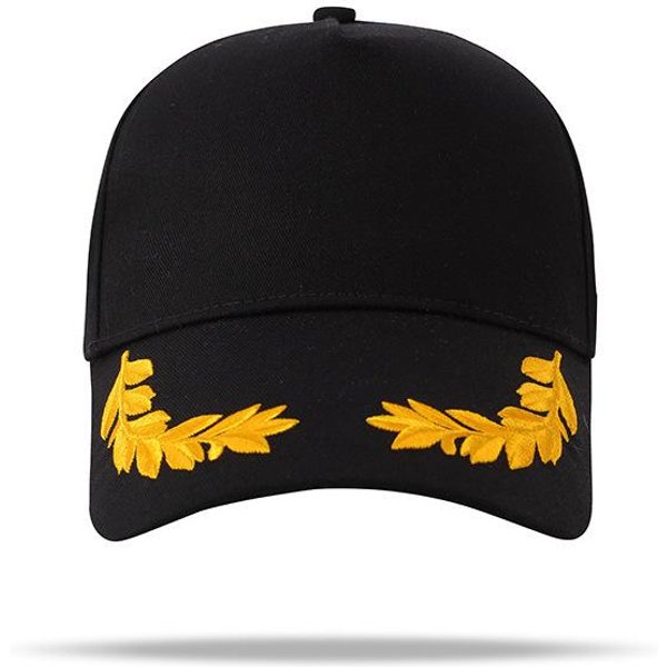 Gorra Azul Marino De AlgodóN Puro Bordada Con Espigas De Trigo Gorra De BéIsbol De Seis Paneles Gorra De Stock Gorra De BéIsbol Bordada Gorra De Cinco Paneles M(56-58Cm)-image