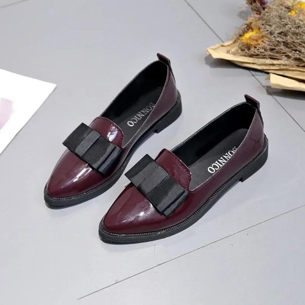 Damskie Mokasyny Z Kokardą I Szpiczastym Noskiem, PłAskie, Nowe Buty Damskie, Lakierowane, PłYtkie, Codzienne, Wygodne, Damskie Buty 36-image