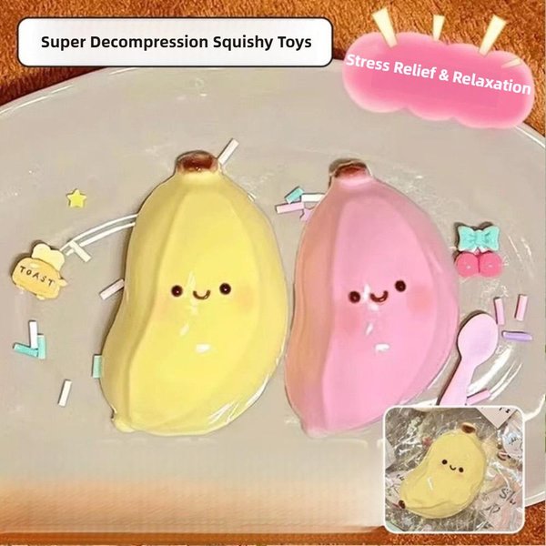 Taba Squishy Banana Squeeze Toy - Urocze Zabawki Sensoryczne Fidget Do Redukcji Stresu Dla Dzieci DorosłYch MięKkie FałSzywe Jedzenie ŻArt Prezent Na Urodziny Beige-image