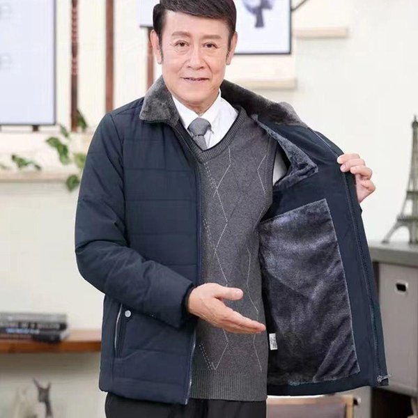 Abrigo De AlgodóN Deportivo Para Hombre, Papá De Mediana Edad, Chaqueta Engrosada De Invierno, Chaqueta De AlgodóN Holgada CáLida Para Exteriores Para Hombre, Estilo Abuelo 5XL Azul-image