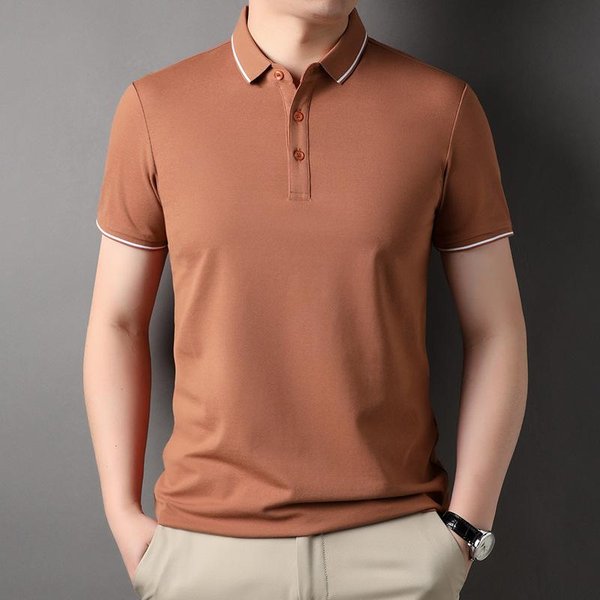 Verano Nueva Camiseta Polo Manga Corta Slim Solapa Camiseta Moda Juvenil Casual Color SóLido Tops De Hombre 4XL-image