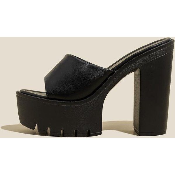 Sandalias De Marca Para Mujer Casual Tacones Altos De Bloque Dama Verano Negro Blanco Verde Plataforma Zapatillas Mules Zapatos 33 Black-image