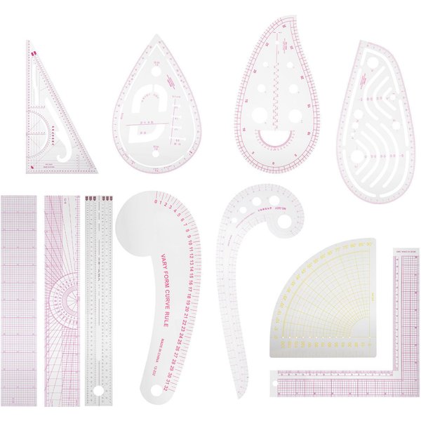 Zestaw Linijek Do Szycia Wielofunkcyjna Linijka Pomiarowa Zestaw Linijek Do Szycia DIY Do Szycia Krawiectwa White-image