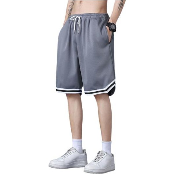 Pantalones Cortos De Verano Para Hombre Cintura EláStica CordóN Ajustable Pantalones Cortos Deportivos Con Bolsillos Color SóLido 5XL Gris-image