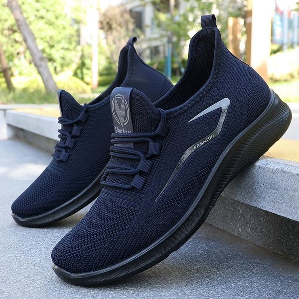 Zapatillas Deportivas De Tejido De Punto Con Cordones Para Actividades Al Aire Libre, Transpirables Y CóModas, Antideslizantes. 48 Azul-image