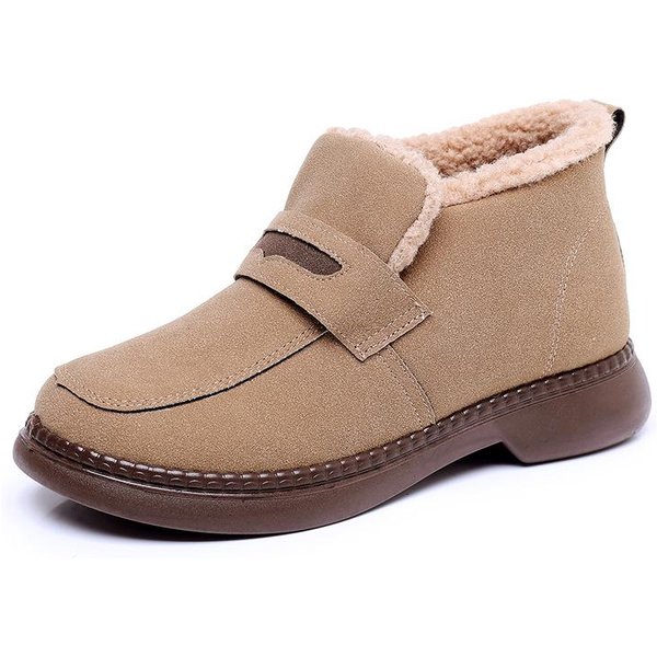 Botas Cortas De Mujer Invierno CáLido Piel Botas De Nieve Moda Femenina Casual Zapatos De AlgodóN Botas De Plataforma Impermeables Antideslizantes Comodidad Zapatos Planos 36-image