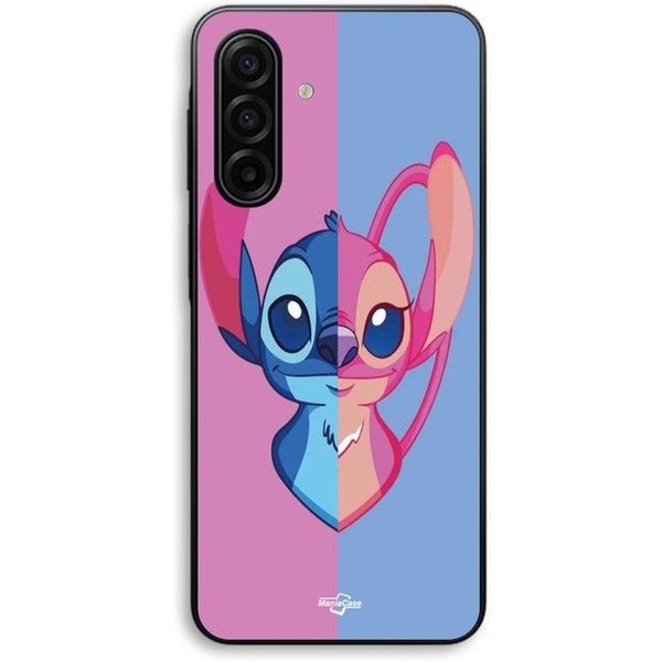 Etui Na Telefon - Maniacase - Samsung Galaxy A57 - Silikon Tpu - WzóR Stitch & Anioł Niebieski/RóżOwy - Czarny Czarny-image