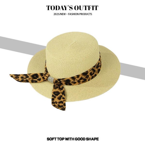 Nuevo Sombrero De Sol De Verano Para Mujer Sombrero De Playa Sombrero De Pescador Sombrero De Ala Ancha Sombrero De Playa Sombrero Con Estampado De Leopardo Sombrero Para El Sol Beige-image