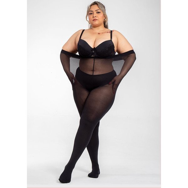 Medias Pantys Talla Grande 20D Transparentes Mujer Medias Ultra-Finas Talla Jumbo Grande 5Xl 6Xl 7Xl 8Xl Medias De Mujer De Talle Grande 5XL Black-image