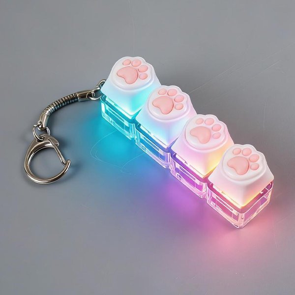 ŚWiecąCy Breloczek LED Klawiatura Klikalny Przycisk Zabawka Fidget Do łAgodzenia Stresu I LęKu PrzenośNy Dodatek Do Biurka Dekoracja Biurowa Prezent-image