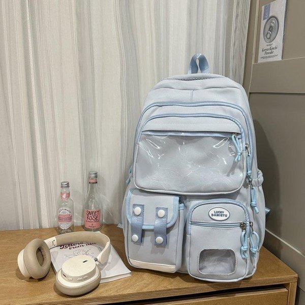 Mochila Comic-Con Japonesa Bolsa Del Dolor Mochila Para Estudiantes De Secundaria Estudiantes De Bachillerato Mochila Escolar De Gran Capacidad Para Mujeres Ligera (Blue,19)-image