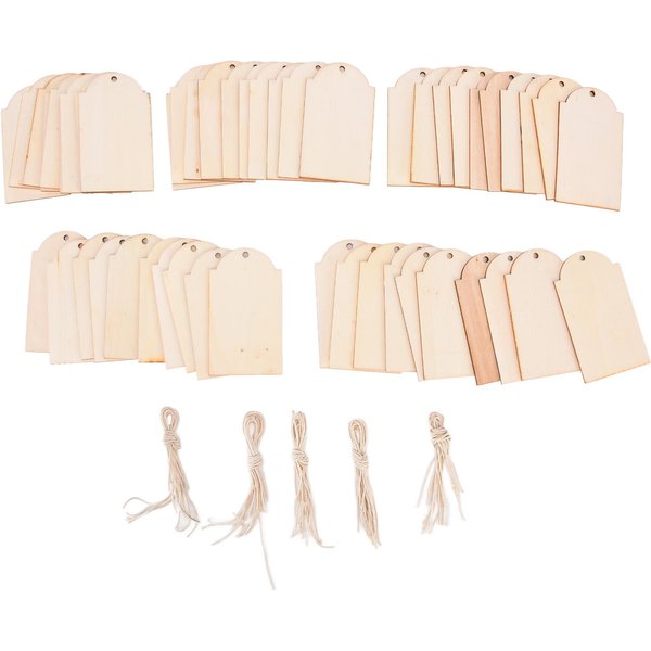 50 Sztuk Drewnianych ElementóW DIY Naturalne Rustykalne Surowe Drewno Z Konopnym Sznurkiem Do RęKodziełA ZakłAdek Do KsiążEk Prezent Beige-image
