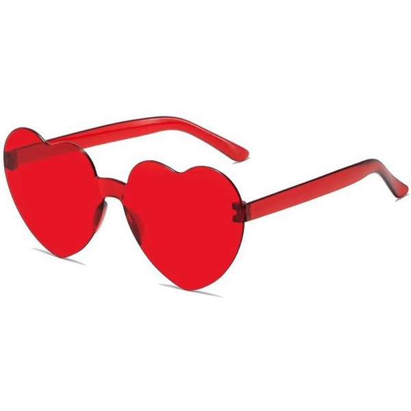 10 Szt. Okulary PrzeciwsłOneczne W KształCie Serca, Galaretkowe Kolory, Bezramkowe, JednoczęśCiowe, W KształCie Serca - Okulary PrzeciwsłOneczne MiłOść, OlśNiewająCe Kolory Red-image