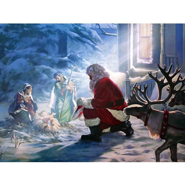 Pintura De Diamantes De ImitacióN De Navidad, Punto De Cruz, Bordado De Diamantes, Imagen De Papá Noel, DecoracióN Del Hogar 20X30CM-image