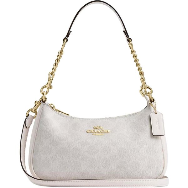 Bolso Cruzado Coach Teri 25 Marca Micro Logo Correa De Hombro Desmontable Cuero SintéTico Mediano Bolsos Para Mujer Blanco Tiza CV933-IMXU5 Gift Box Set (Basic Set+Yellow Box) White-image